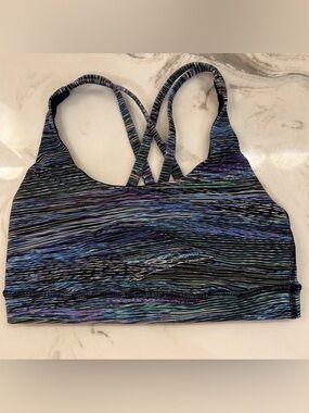 😀😀😄  Lululemon Energy Bra Size 4 Blue Space Dye High Support Sports Bra